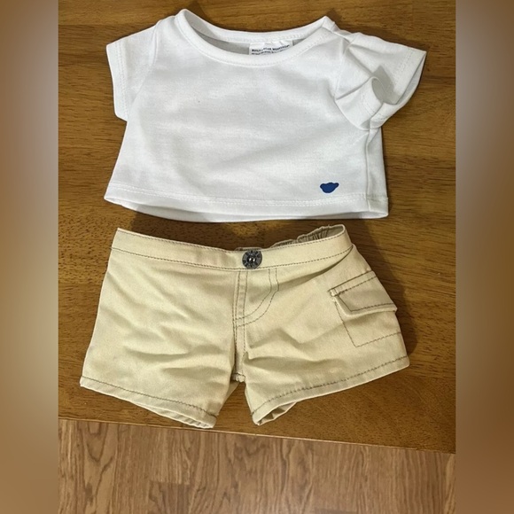 Green Frog Plush Build A Bear Workshop 16" Khaki Cargo Shorts T Shirt Preppy - Picture 8 of 13